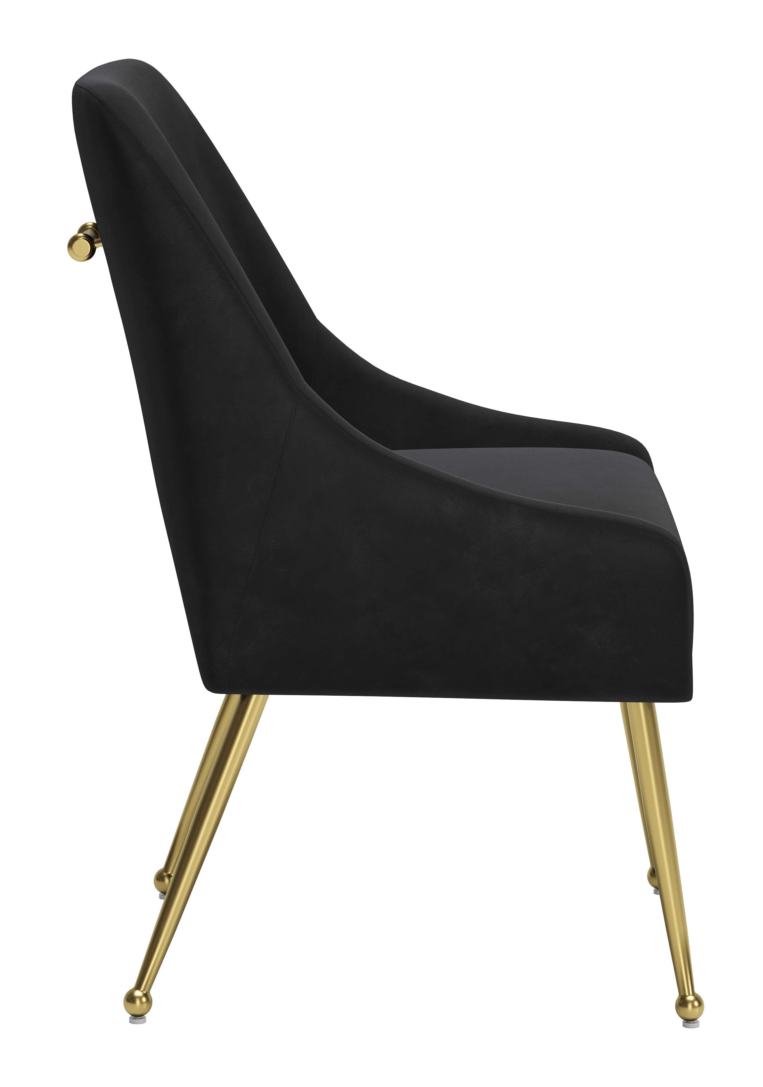 ZUO Maxine Dining Chair — Black Velvet, Gold Powder Coated Steel Legs, 330 lb Capacity