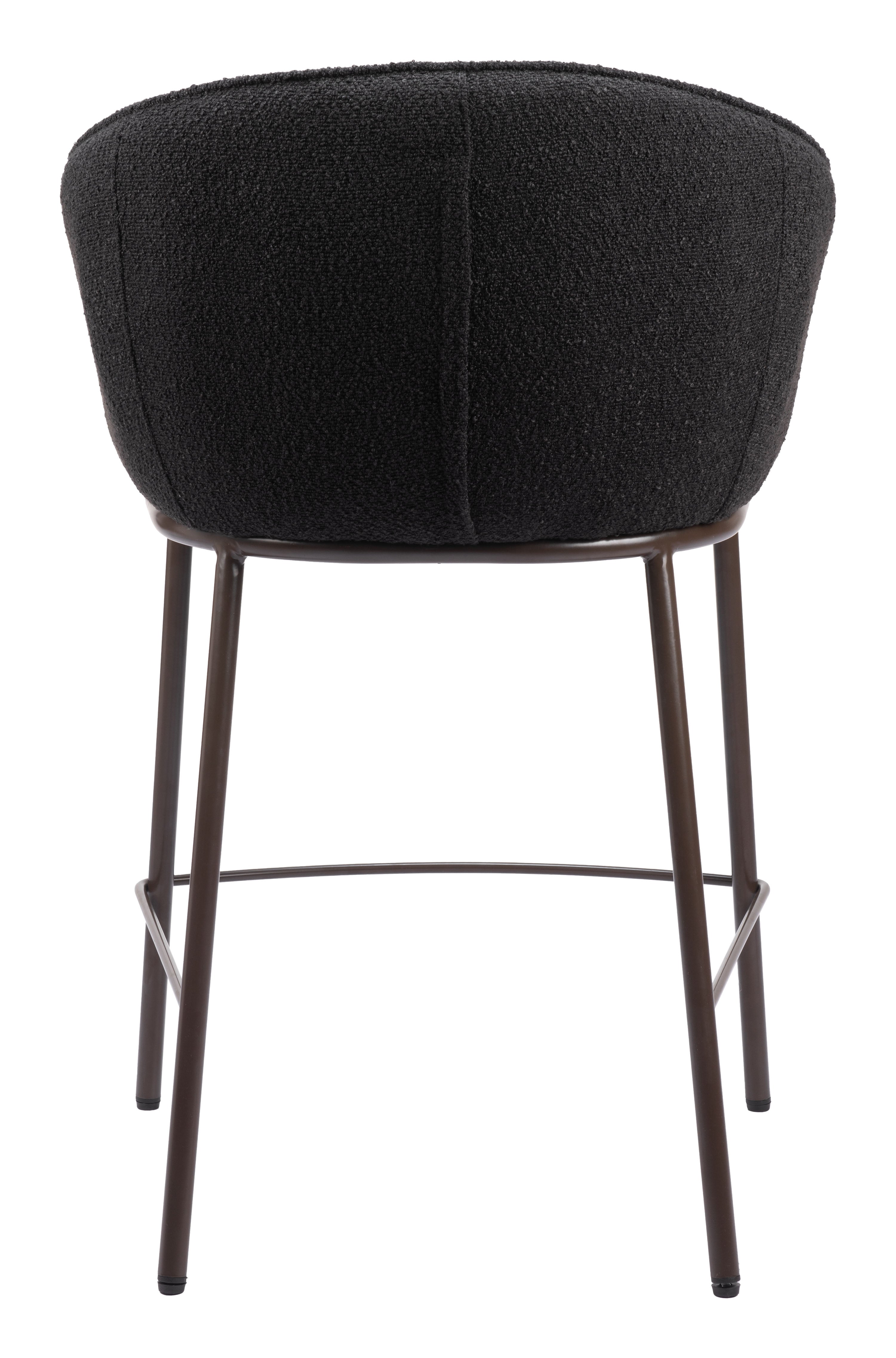 ZUO Essen Counter Stool — Black Textured Fabric, Bronze Powder Coated Steel Frame, 350 lb Capacity