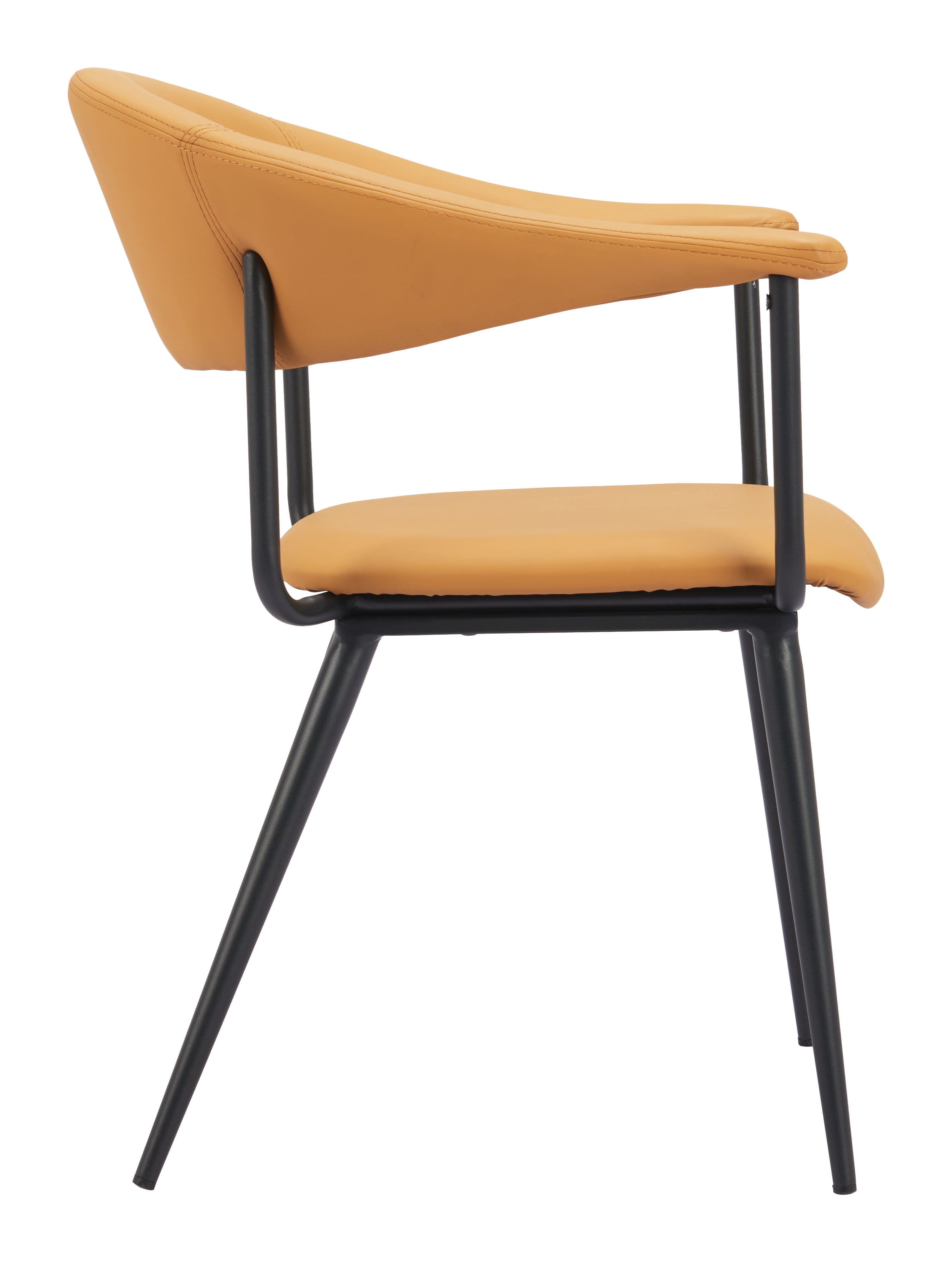 ZUO Sima Dining Chair — Brown Faux Leather, Black Powder Coated Steel Frame, 285 lb Capacity