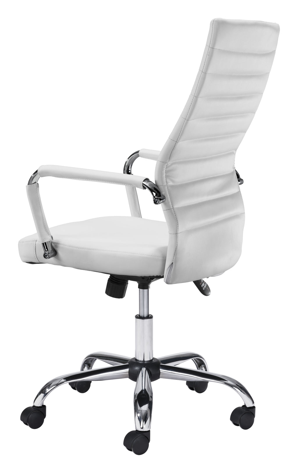 ZUO Primero High Back Office Chair — White Faux Leather, Adjustable Height, Chrome Base, 330 lb Capacity