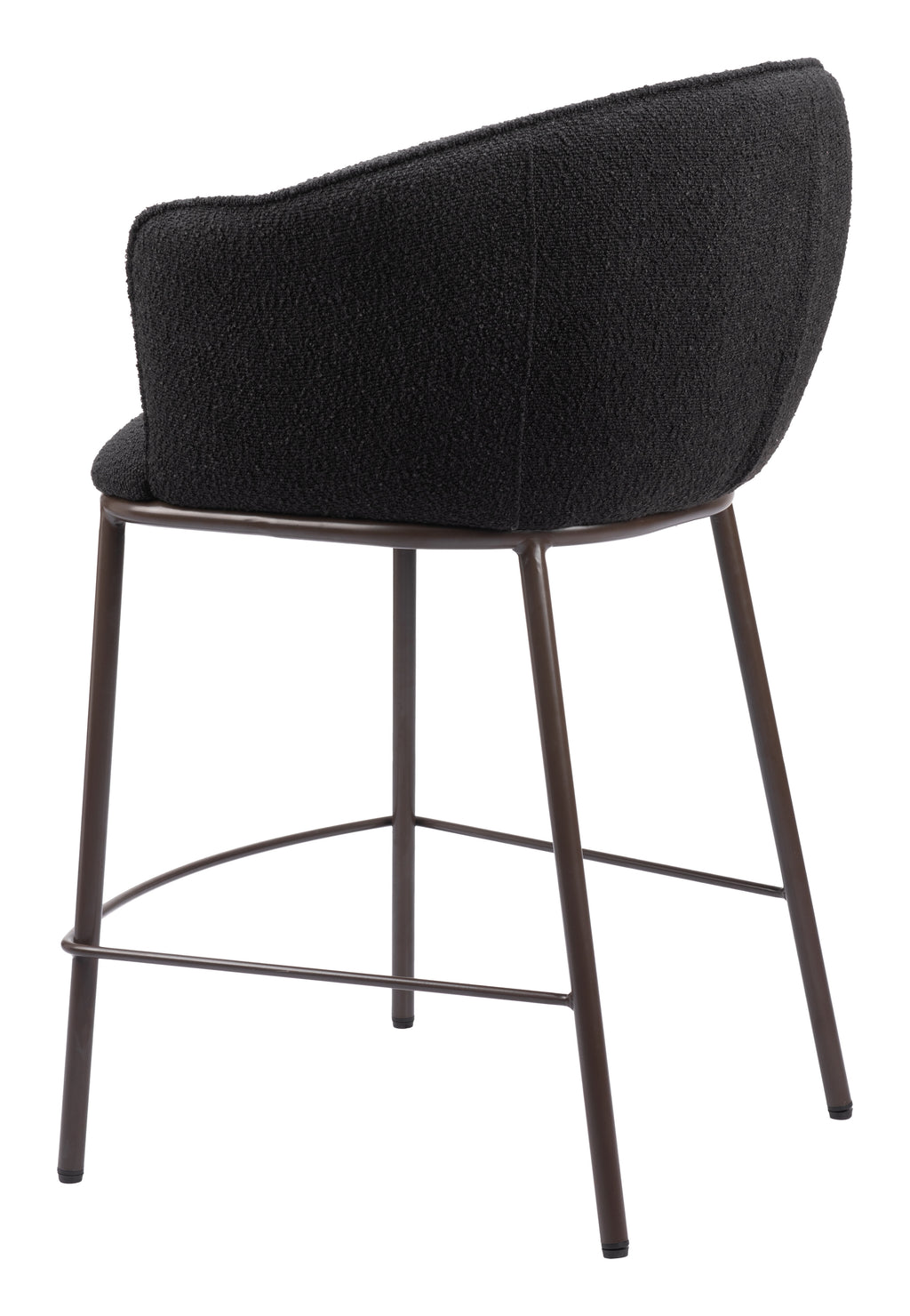 ZUO Essen Counter Stool — Black Textured Fabric, Bronze Powder Coated Steel Frame, 350 lb Capacity