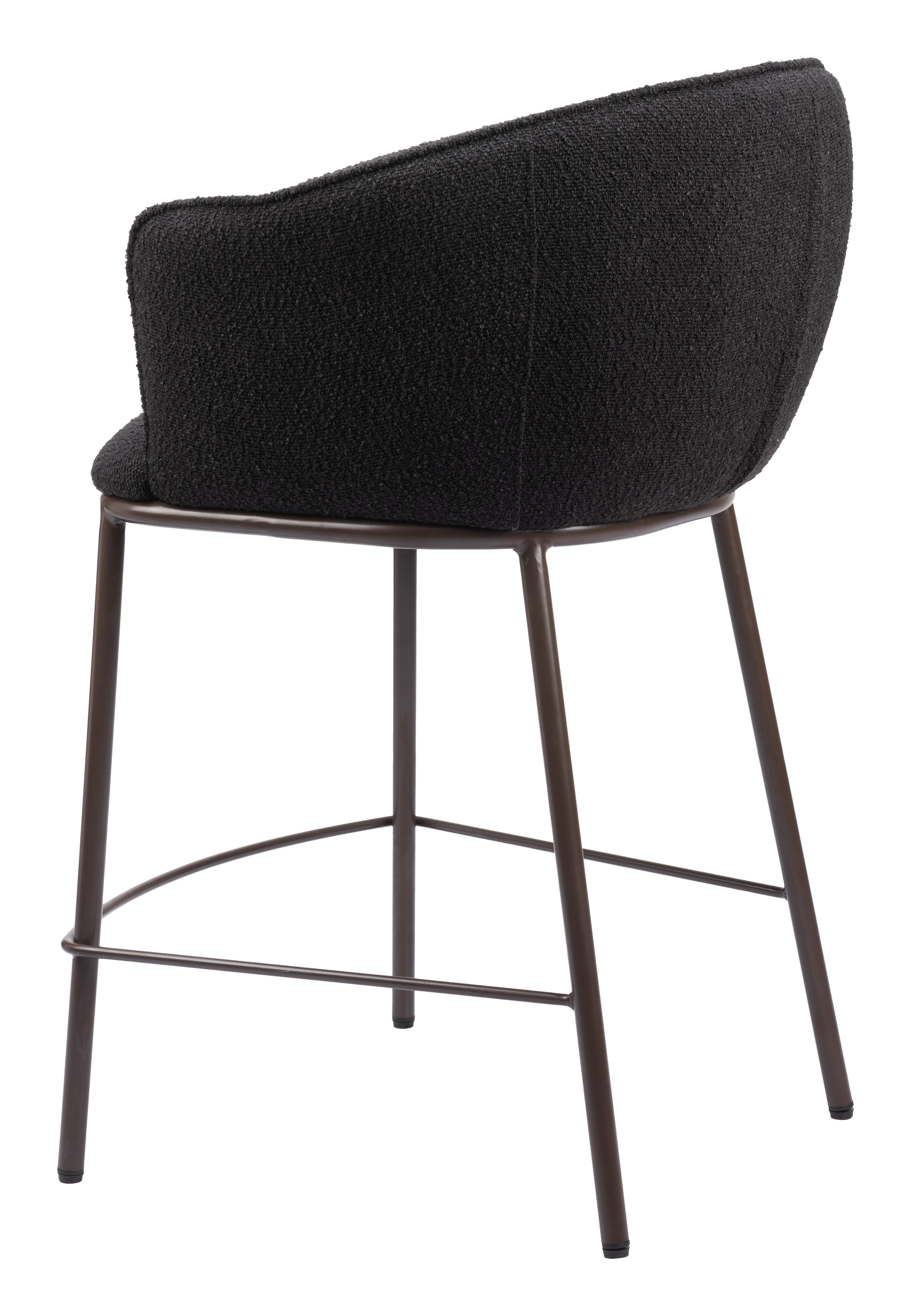 ZUO Essen Counter Stool — Black Textured Fabric, Bronze Powder Coated Steel Frame, 350 lb Capacity