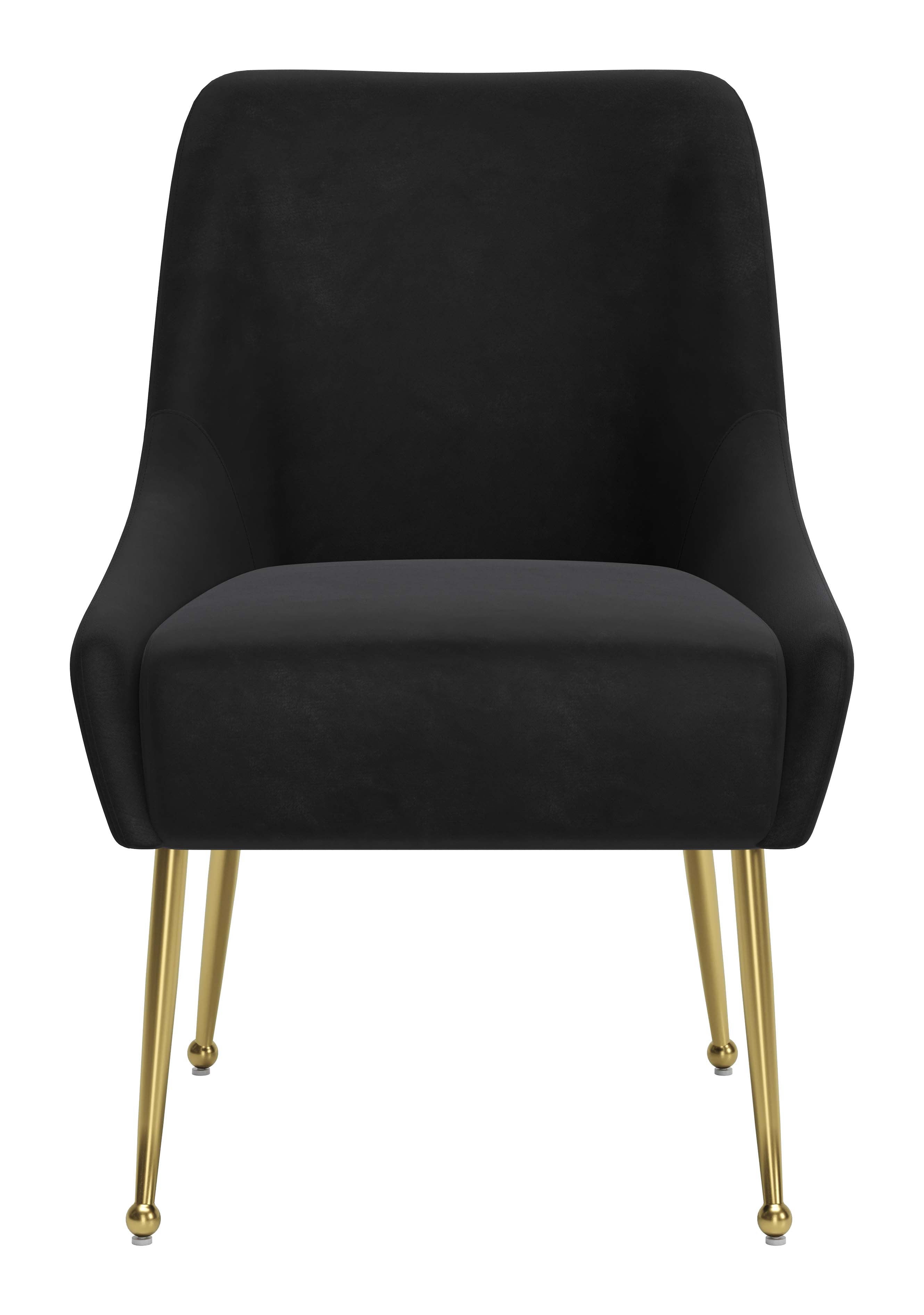 ZUO Maxine Dining Chair — Black Velvet, Gold Powder Coated Steel Legs, 330 lb Capacity
