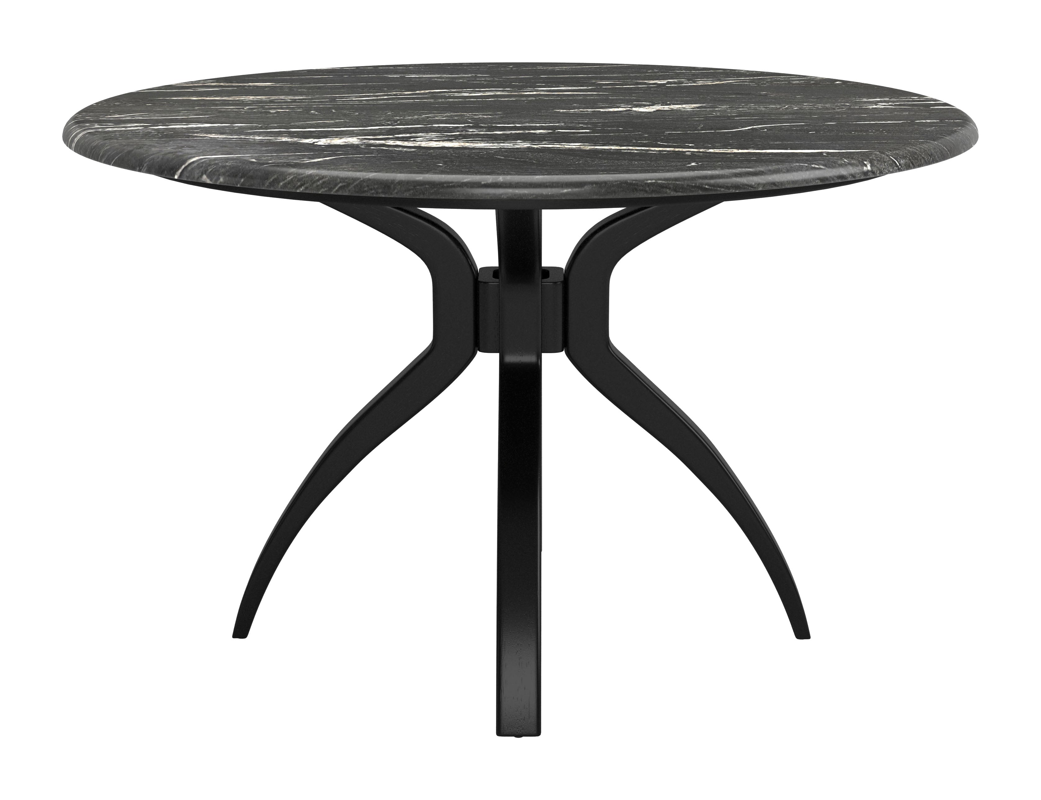 ZUO Sumay Round Dining Table — Black Faux Marble HPL Top, 50" Diameter, Painted Steel Base