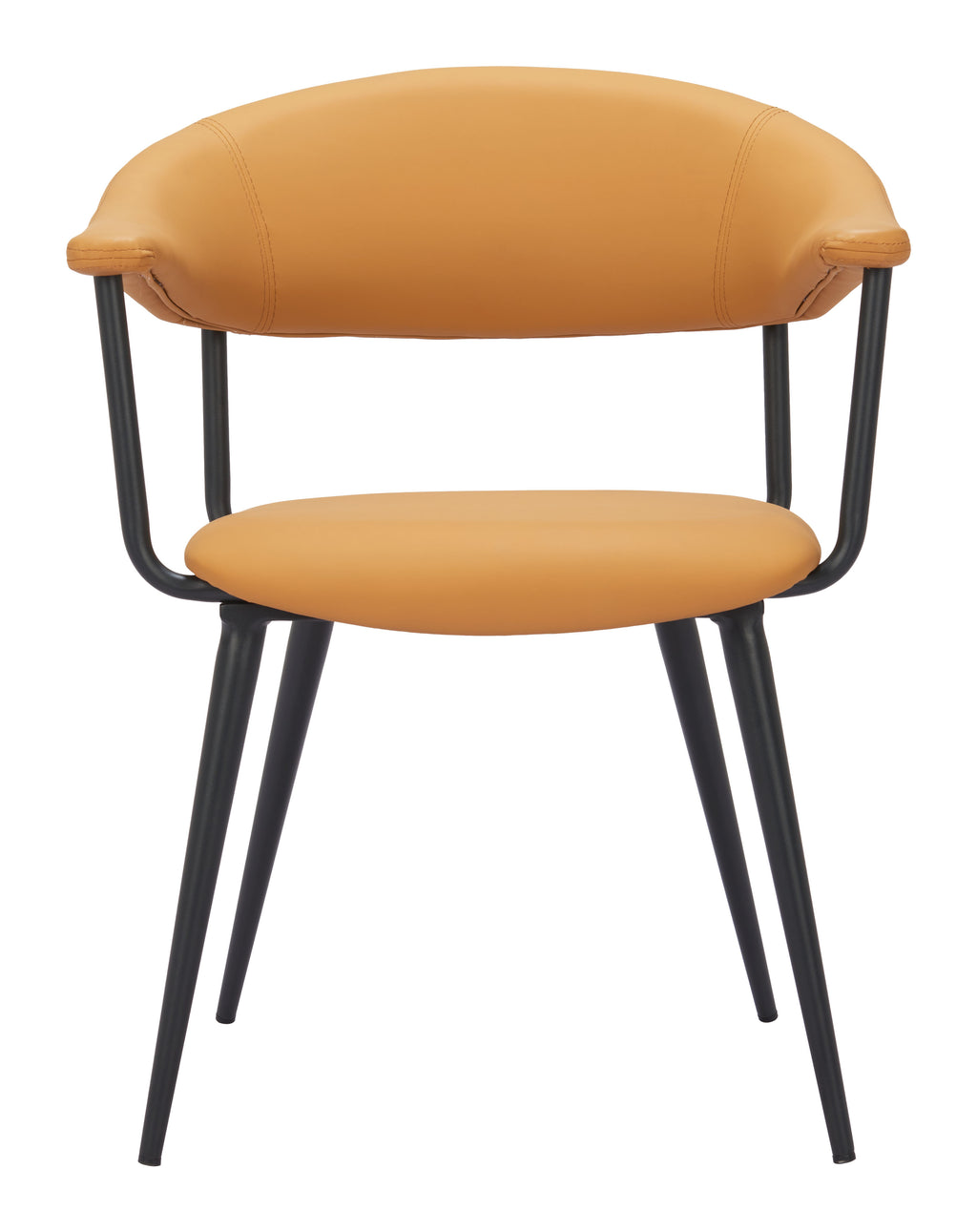 ZUO Sima Dining Chair — Brown Faux Leather, Black Powder Coated Steel Frame, 285 lb Capacity