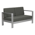 Cosmopolitan Sofa Zuo 703986 | Outdoor Olefin Fabric, Brushed, Aluminum, Faux Wood Polyethylene | Dark Gray