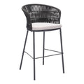 Freycinet Barstool Zuo 703989 | Outdoor Polyester Fabric, Powder Coated Steel | Black