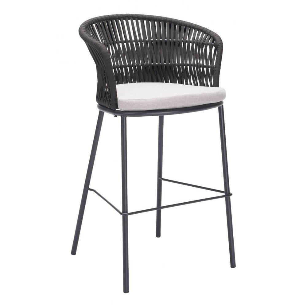 Freycinet Barstool Zuo 703989 | Outdoor Polyester Fabric, Powder Coated Steel | Black