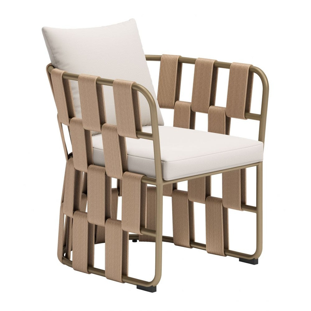 Quadrat Dining Chair Zuo 704012 | Outdoor Olefin Fabric, Powder Coated, Aluminum, Outdoor Polyester Fabric | White