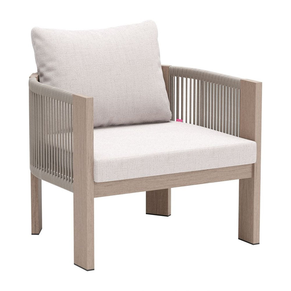 Rebel Accent Chair Zuo 704022 | Outdoor Olefin Fabric, Faux Wood, Aluminum, Outdoor Polyester Fabric, Powder Coated Aluminum | Beige