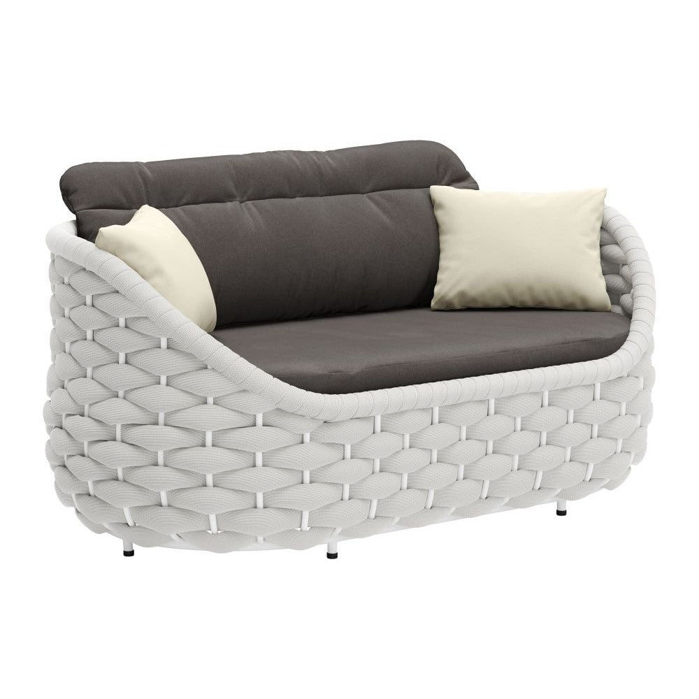 Coral Reef Loveseat Zuo 704026 | Outdoor Olefin Fabric, Powder, Coated Aluminum | Gray