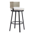 Midnight Wave Barstool Zuo 704027 | Outdoor Olefin Fabric, Powder Coated, Aluminum, Synthetic Rattan Weave | White