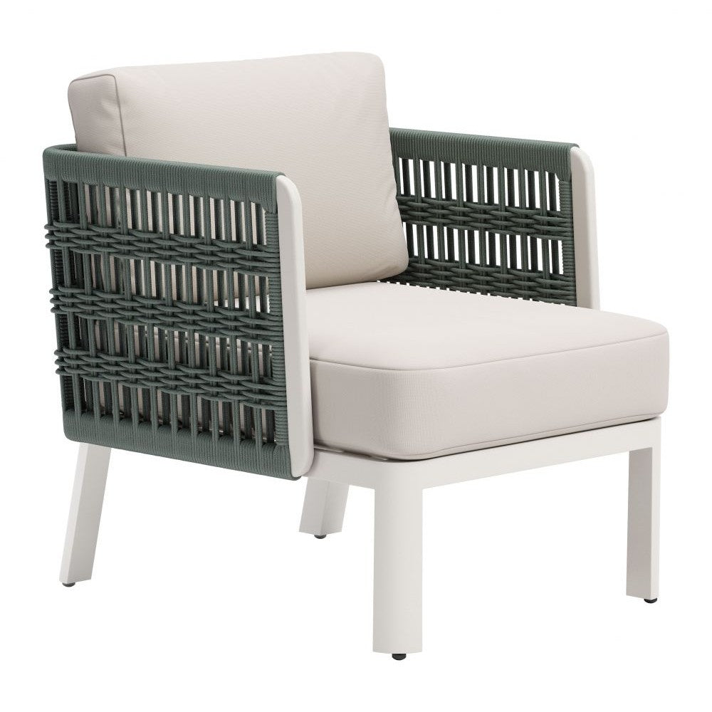 Bridgehampton Armchair Zuo 704044 | Outdoor Olefin Fabric, Powder, Coated Aluminum | White