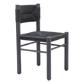 Iska Dining Chair Zuo 704049 | Faux Wood Aluminum, Synthetic Rattan Weave | Black