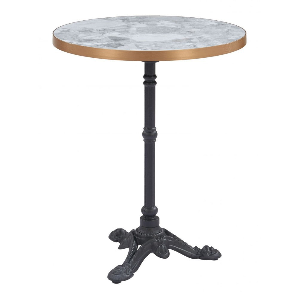 Gazebo Dining Table Zuo 704052 | Faux Stone MDF, Cast Aluminum, Iron, Electroplated Aluminum | Multicolor