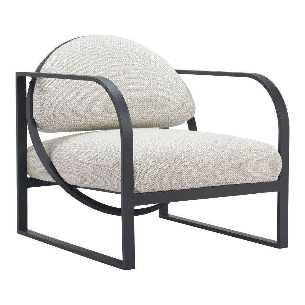 Flakt Accent Chair Zuo 704054 | Outdoor Polyester Fabric, Powder Coated Aluminum | Ivory
