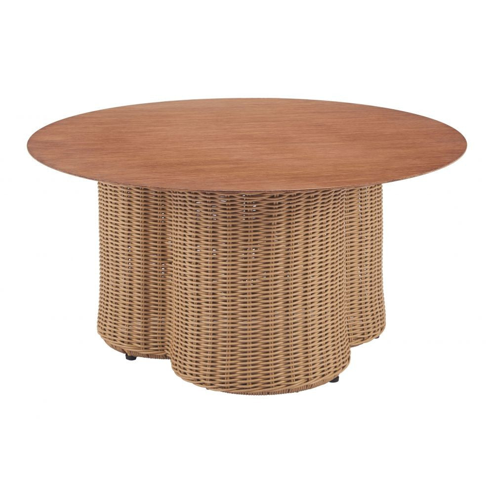 Soka Coffee Table Zuo 704058 | Faux Wood Aluminum, Synthetic Rattan Weave | Natural