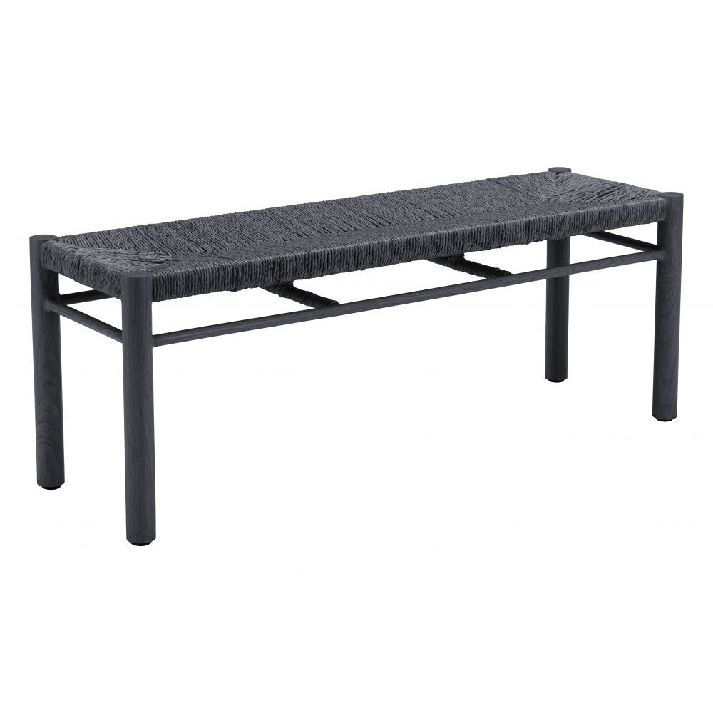 Iska Bench Zuo 704087 | Faux Wood Aluminum, Synthetic Rattan Weave | Black