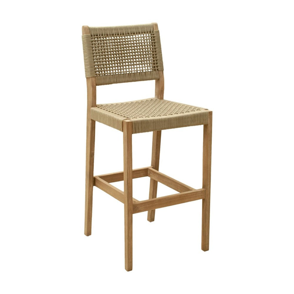 Corde Barstool Zuo 704102 | Solid Acacia Wood, Synthetic Rattan Weave | Beige