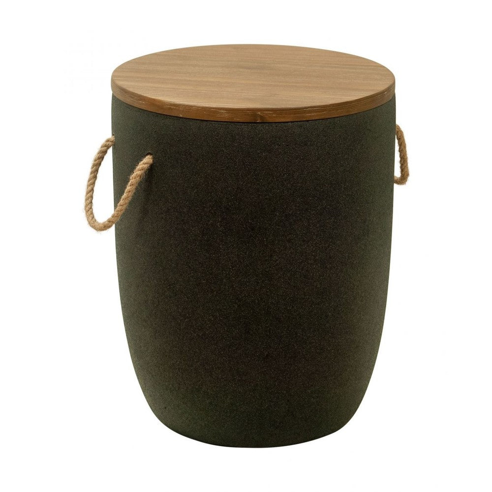 Biban Side Table Zuo 704106 | Brushed Acacia Wood, Faux, Concrete Super Poly-Stone | Natural & Gray