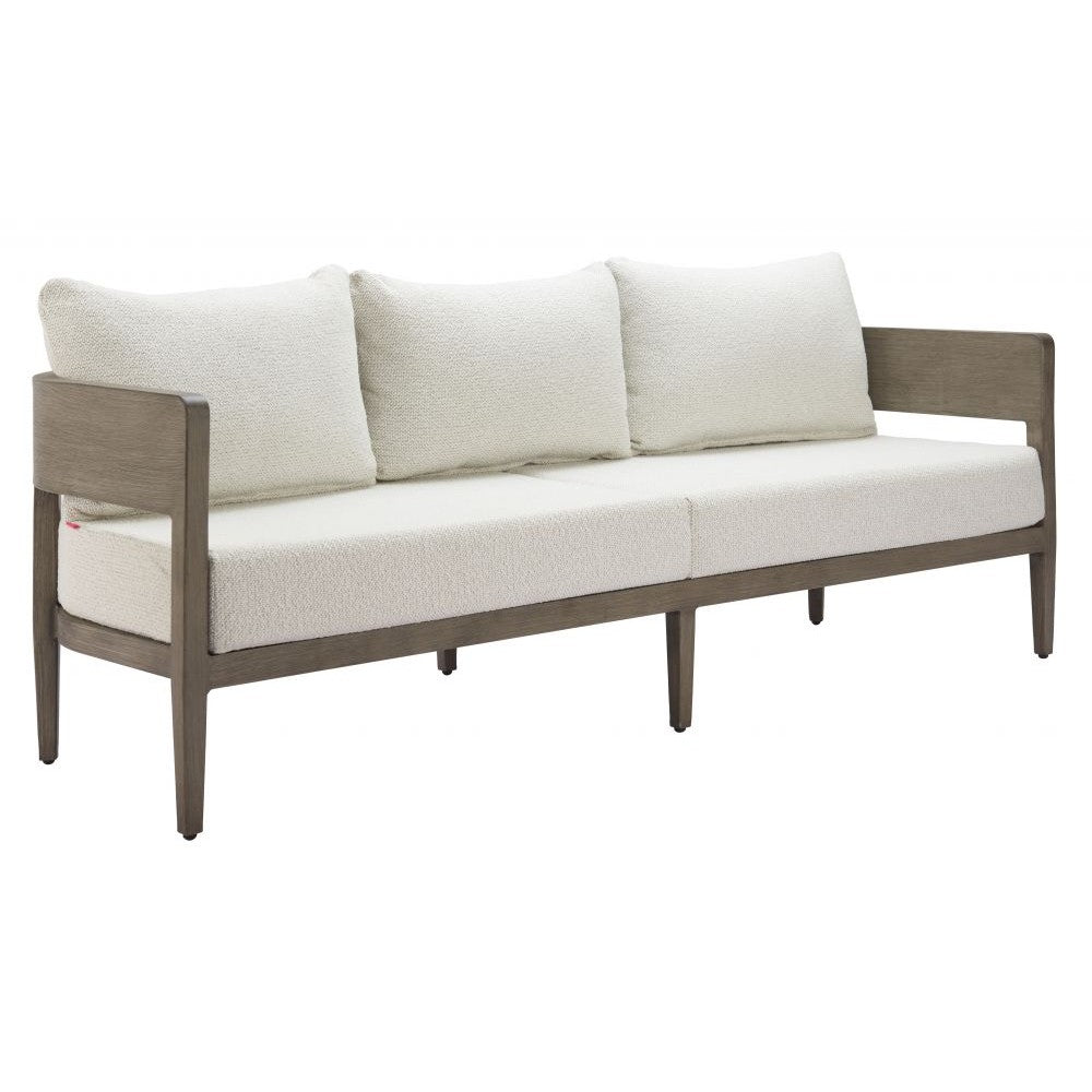 Foret Sofa Zuo 704109 | Outdoor Olefin Fabric, Faux Wood Aluminum | Beige