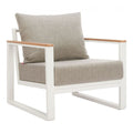Welt Armchair Zuo 704111 | Outdoor Olefin Fabric, Powder, Coated Aluminum | Taupe & White