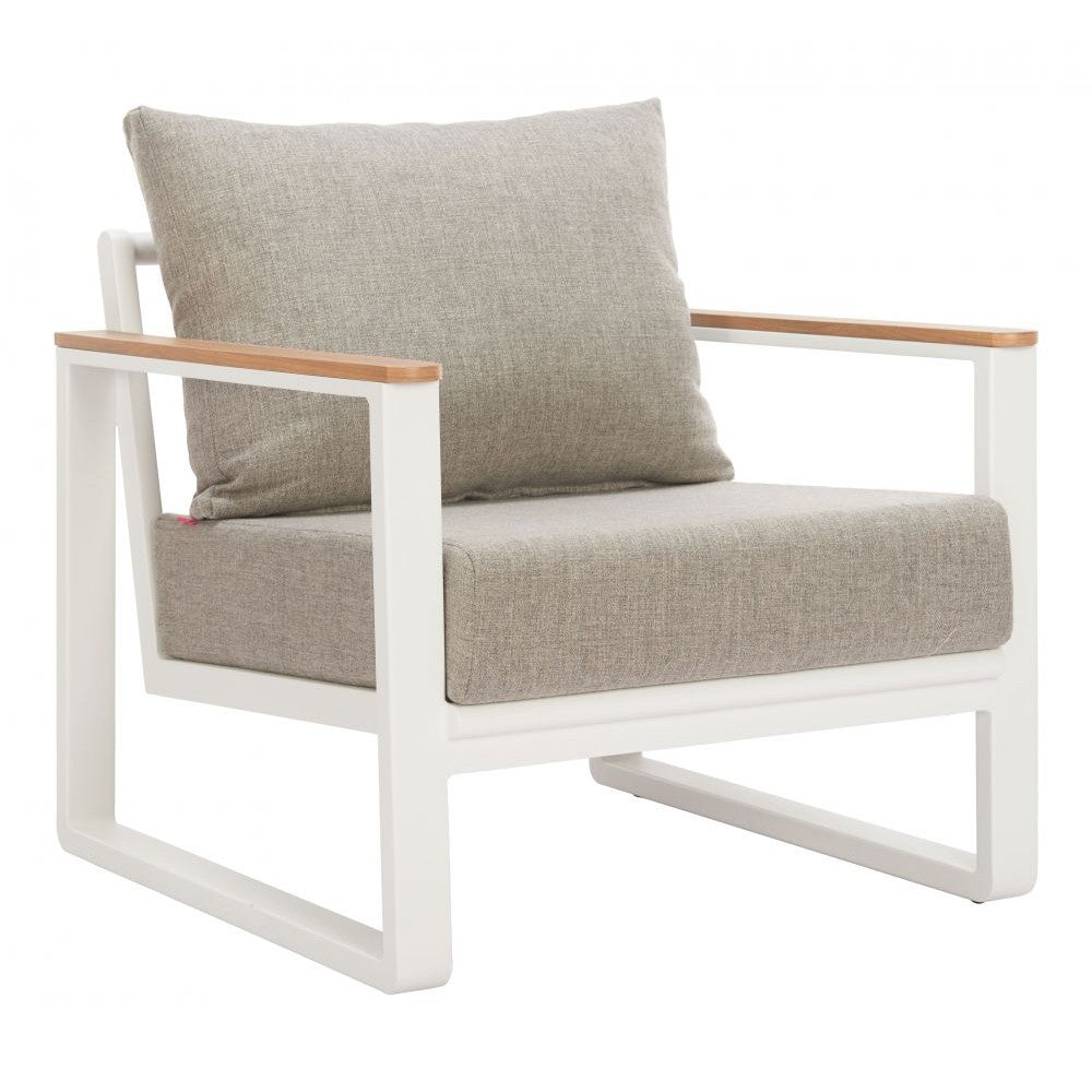 Welt Armchair Zuo 704111 | Outdoor Olefin Fabric, Powder, Coated Aluminum | Taupe & White