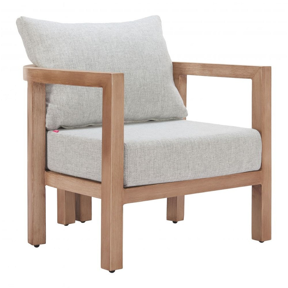 Leto Armchair Zuo 704114 | Outdoor Olefin Fabric, Faux Wood Aluminum | Gray