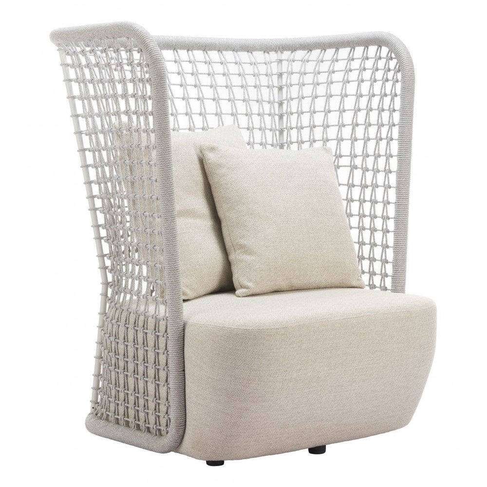 Hudu Accent Chair Zuo 704126 | Outdoor Olefin Fabric, Powder, Coated Aluminum, Outdoor Polyester, Fabric, 100% Polypropylene | Beige