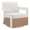 Gelo Swivel Chair Zuo 704134 | Outdoor Olefin Fabric, Powder Coated, Aluminum, Synthetic Rattan Weave | White & Brown