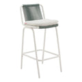 Luft Barstool Zuo 704140 | Outdoor Olefin Fabric, Powder, Coated Aluminum | White & Green
