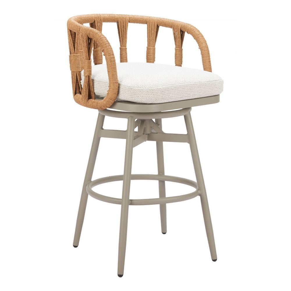 Safal Swivel Barstool Zuo 704143 | Outdoor Polyester Fabric, Powder Coated, Aluminum, Synthetic Rattan Weave | Multicolor