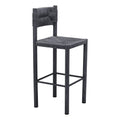 Iska Barstool Zuo 704157 | Faux Wood Aluminum, Synthetic Rattan Weave | Black