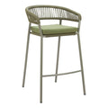 Skye Barstool Zuo 704165 | Outdoor Olefin Fabric, Powder Coated, Steel, Synthetic Rattan Weave | Green
