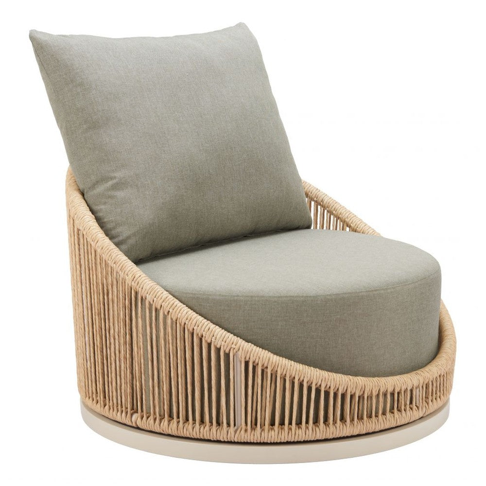 Cabana Swivel Chair Zuo 704173 | Outdoor Olefin Fabric, Powder Coated, Aluminum, Synthetic Rattan Weave | Multicolor