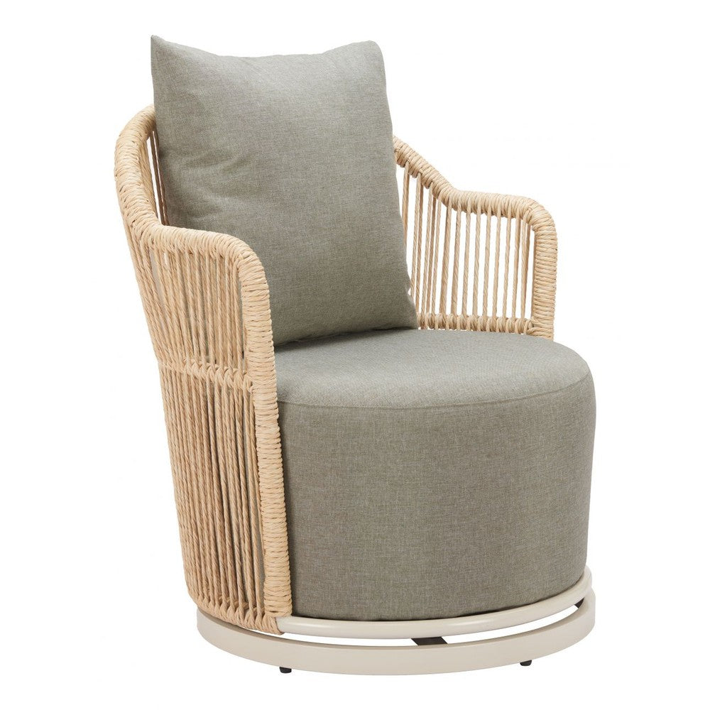 Lanai Swivel Chair Zuo 704174 | Outdoor Olefin Fabric, Powder Coated, Aluminum, Synthetic Rattan Weave | Multicolor