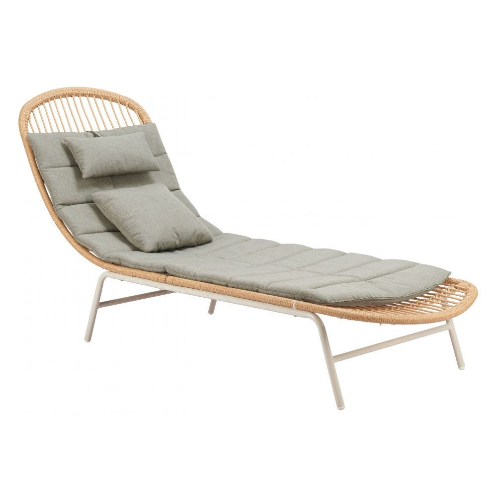 Skim Chaise Lounge Zuo 704175 | Outdoor Olefin Fabric, Powder Coated, Aluminum, Synthetic Rattan Weave | Multicolor