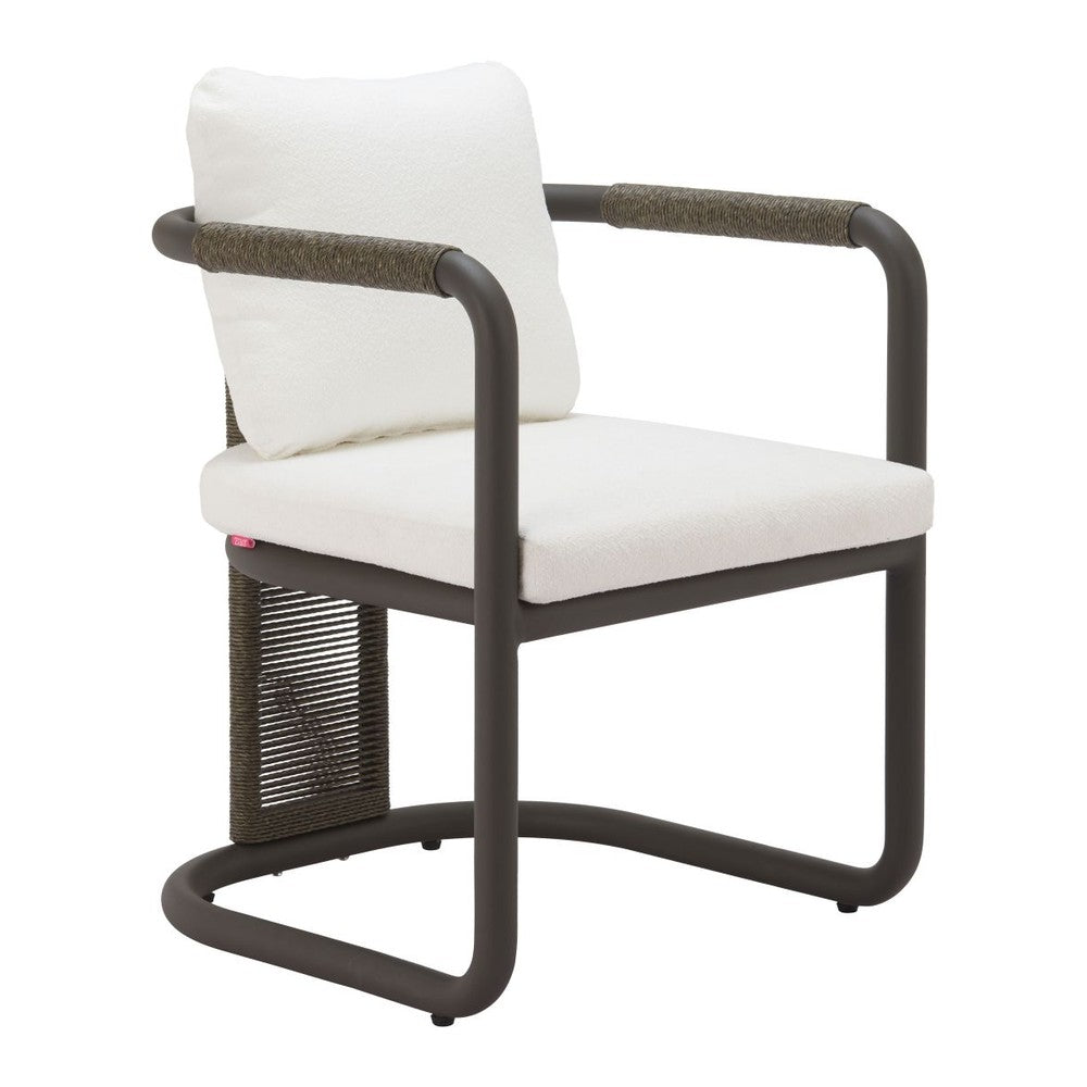 Ciel Dining Chair Zuo 704177 | Outdoor Polyester Fabric, Powder Coated, Aluminum, Synthetic Rattan Weave | Ivory