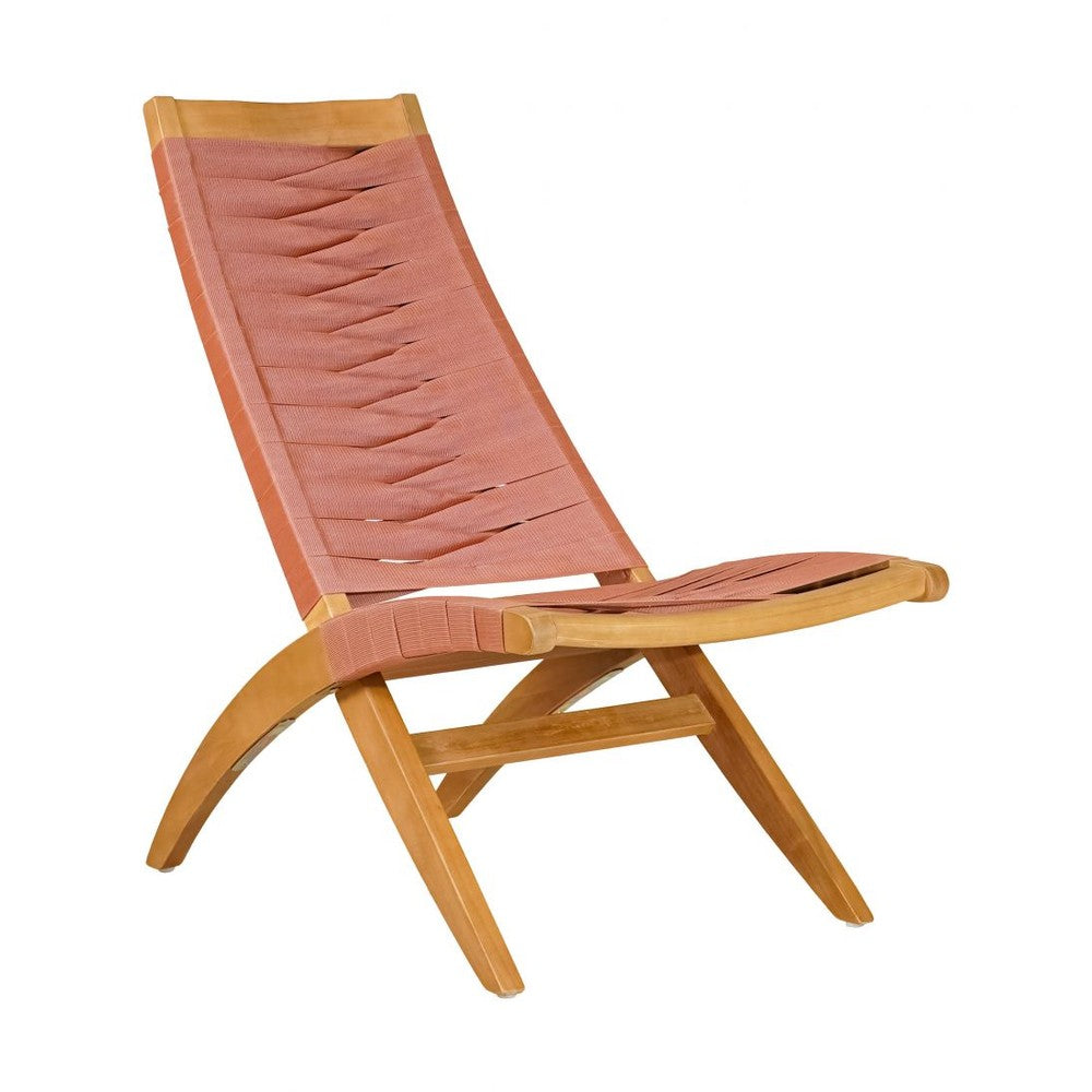Rova Lounge Chair Zuo 704178 | Solid Acacia Wood, Synthetic, Rattan Weave Nylon | Terracotta