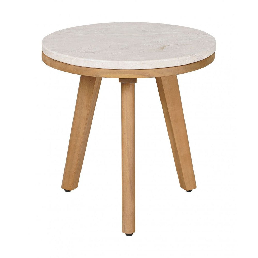 Siro Side Table Zuo 704179 | Laminated Travertine, Solid Acacia Wood | Natural