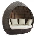 Marisol Beach Daybed Zuo 704182 | Outdoor Polyester Fabric, Powder Coated, Aluminum, Synthetic Rattan Weave | Brown & Beige