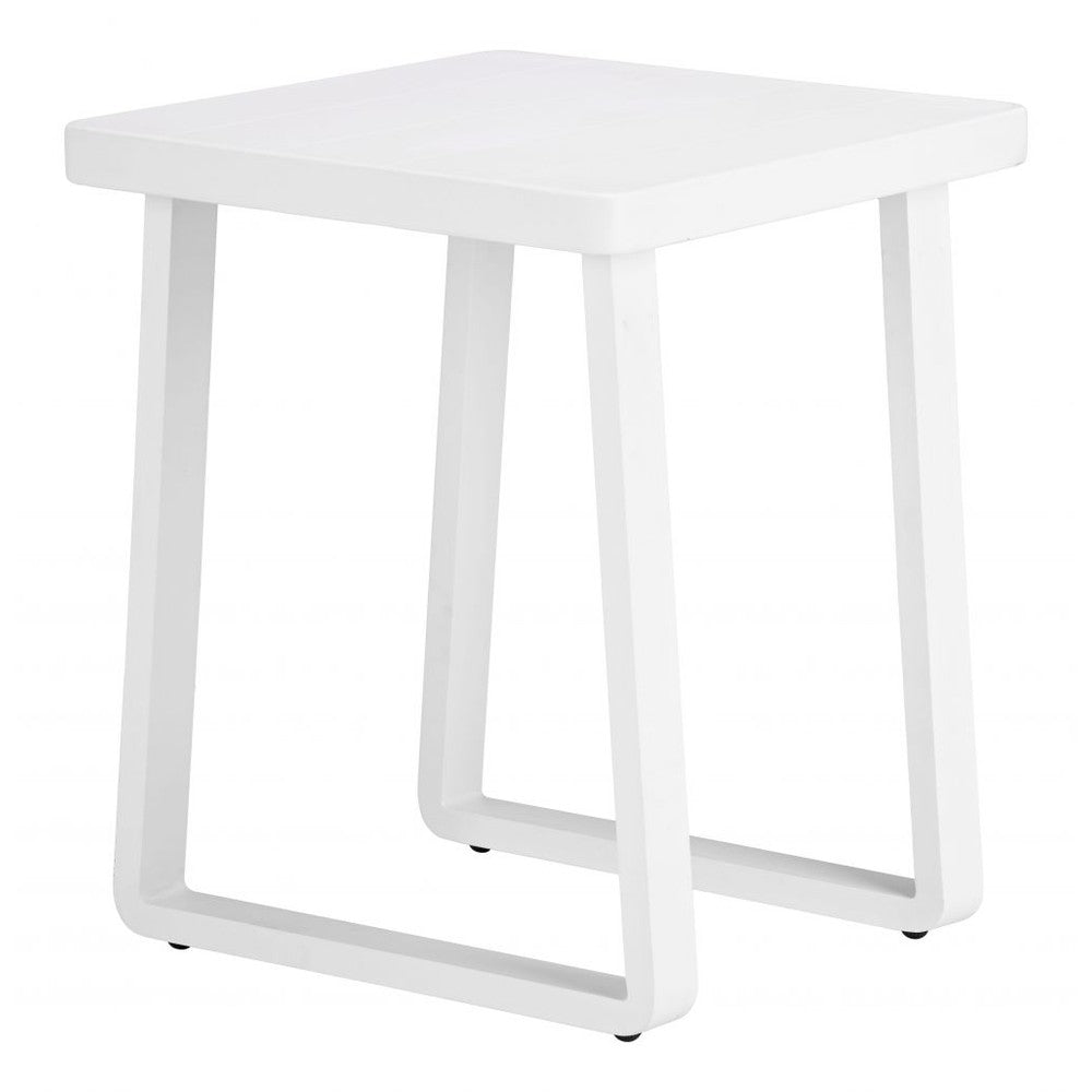 Welt Side Table Zuo 704207 | Powder Coated Aluminum, Faux Wood Aluminum | White
