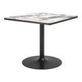 Caliza Dining Table Zuo 704217 | Faux Marble Tempered Glass, Powder Coated Steel | Gray & Black