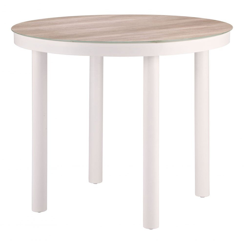 Nimara Dining Table Zuo 704219 | Faux Wood Tempered Glass, Powder Coated Aluminum | Natural