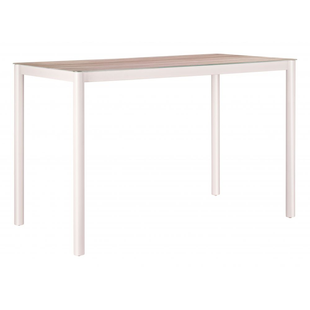 Dimira Bar Table Zuo 704220 | Faux Wood Tempered Glass, Powder Coated Aluminum | Natural