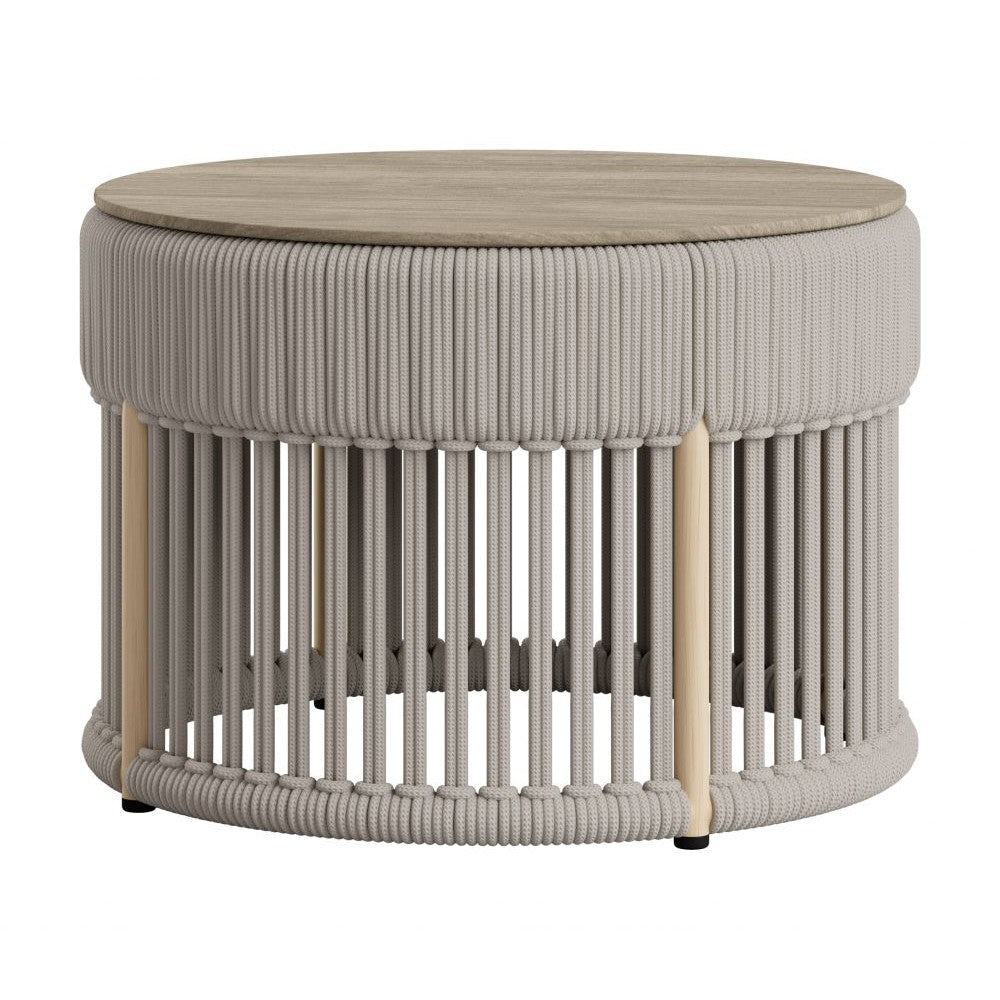 Sora Coffee Table Zuo 704223 | Outdoor Polyester Fabric, Faux Wood, Tempered Glass, Powder Coated Aluminum | Natural