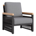 Naru Accent Chair Zuo 704225 | Outdoor Polyester Fabric, Powder Coated, Aluminum, Faux Wood Aluminum | Gray
