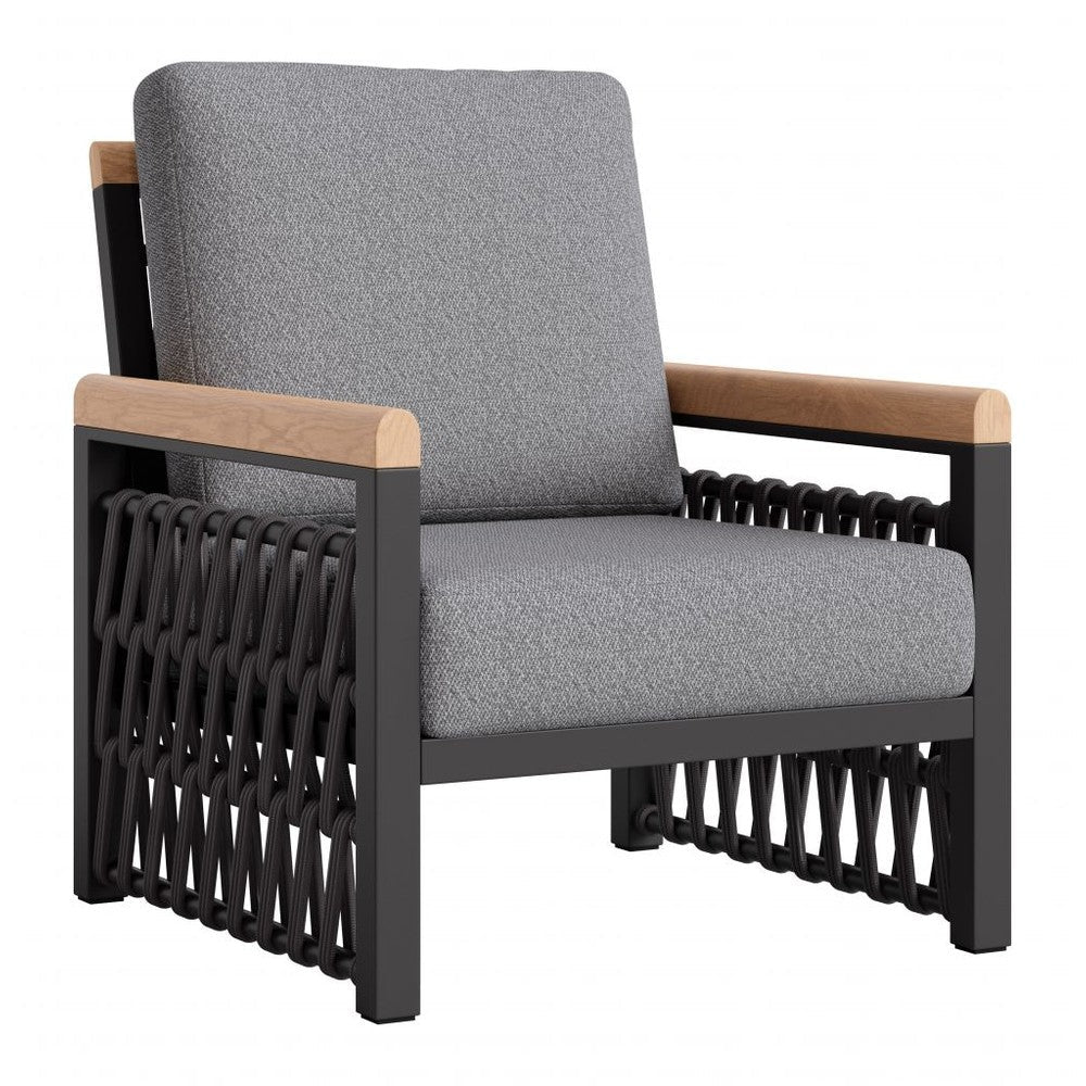 Naru Accent Chair Zuo 704225 | Outdoor Polyester Fabric, Powder Coated, Aluminum, Faux Wood Aluminum | Gray