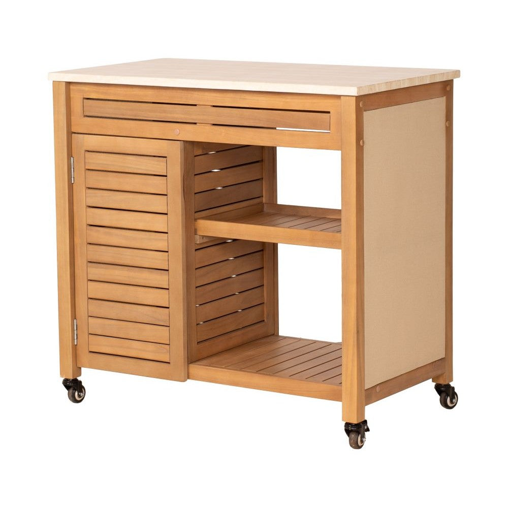 Valtan Bar Cart Zuo 704227 | Concrete, Solid Acacia Wood, Textilene, Powder Coated Steel | Natural