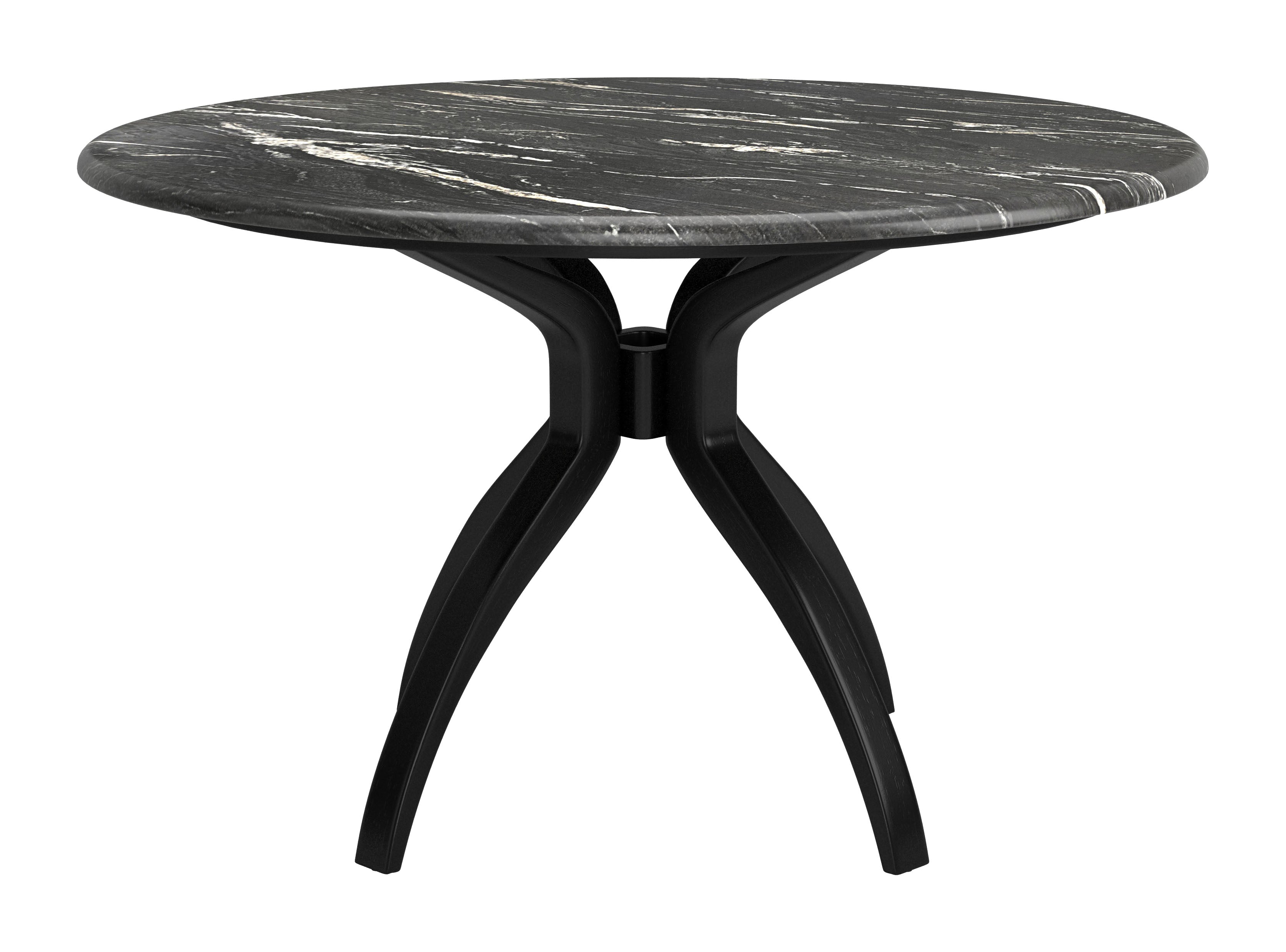 ZUO Sumay Round Dining Table — Black Faux Marble HPL Top, 50" Diameter, Painted Steel Base